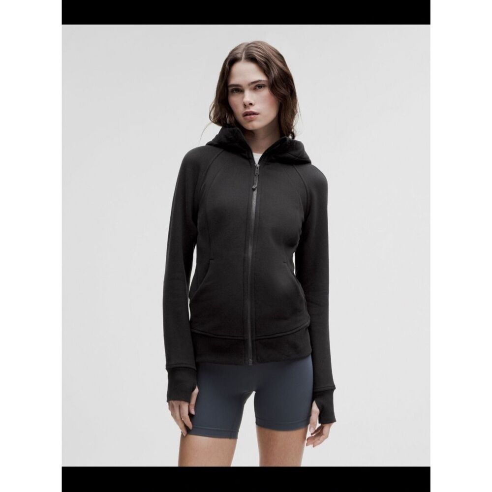 Lululemon Scuba Full Zip Hoodie Black LW4CGVS Size 12 Cotton Fleece Jacket